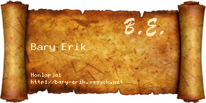 Bary Erik névjegykártya